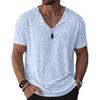 Mens Solid Color Henley Neck Short Sleeve T Shirt