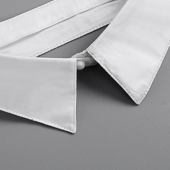 Faux Pearl Button Solid Color Thin Fake Collar Detachable Shirt False Collar Costume Accessories