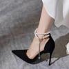 2026 New Women's High Heels Black Bow Shallow Mouth Shoes Fashion Pointed Sexy Shoes Elegant Comfortable Women's Pumps Zapatos