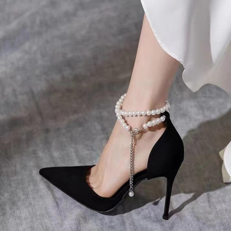 2026 New Women's High Heels Black Bow Shallow Mouth Shoes Fashion Pointed Sexy Shoes Elegant Comfortable Women's Pumps Zapatos