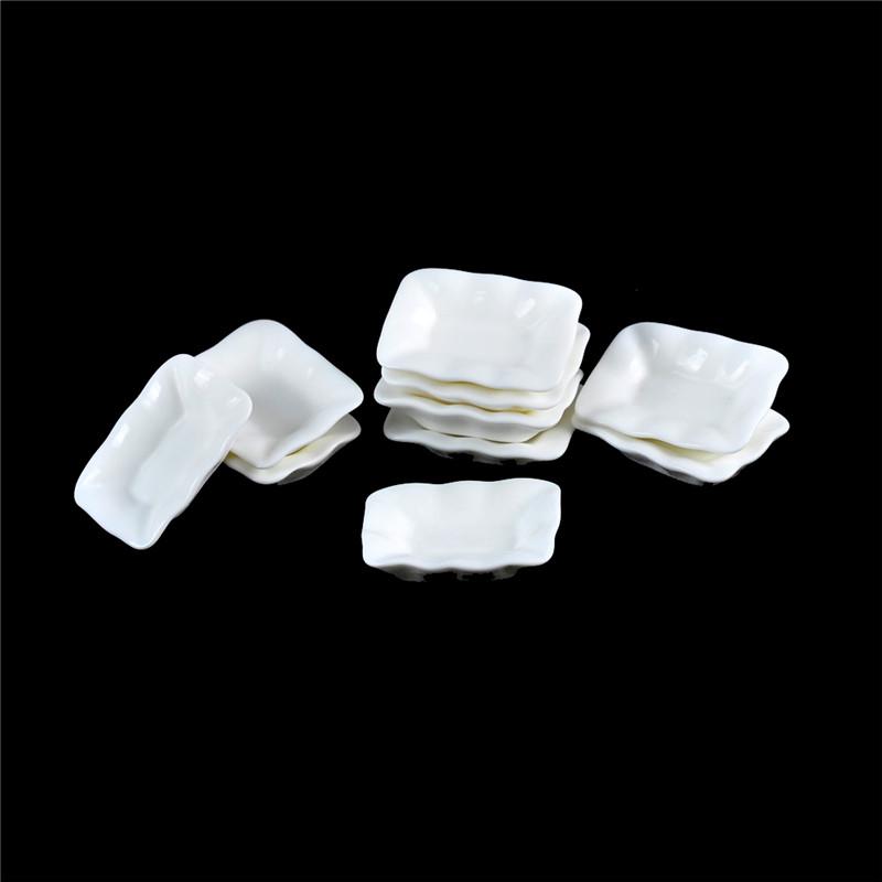10Pcs Dollhouse Miniature Resin Trays Plates Doll Mini Food Dishes Tableware