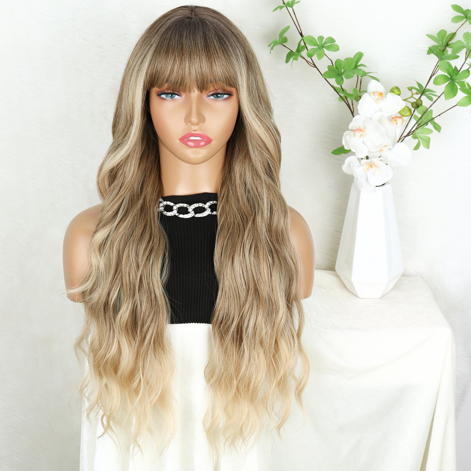 

MERISIHAIR синтетические длинные волнистые парики с наращиванием челки натуральный светлый блондин парик из высокотемпературного волокна для женщин косплей 65cm