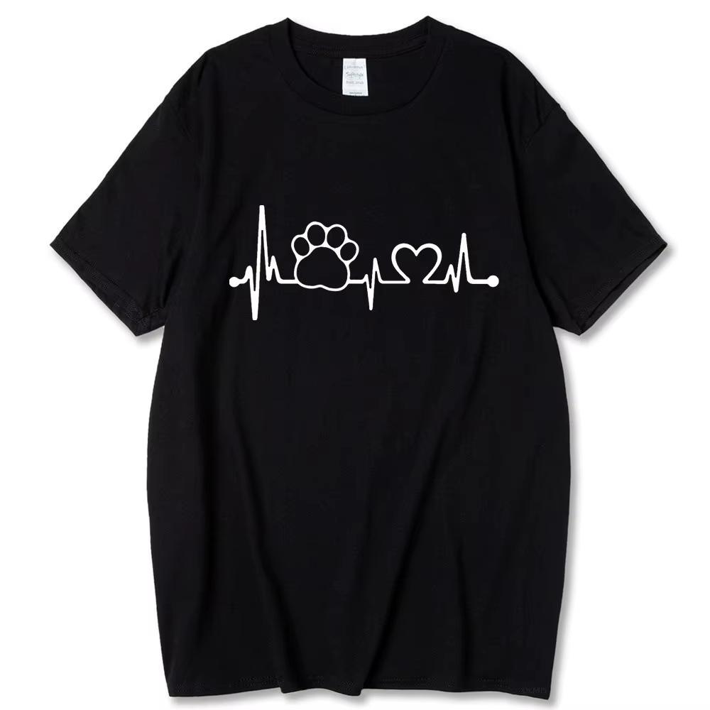 

Maycaur New Love Heart Dogs Paws Print T Shirt Men Cartoon T-shirt Funny Black T-shirt Summer Fashion O-neck Aesthetic Tshirts 5XL різнокольоровий