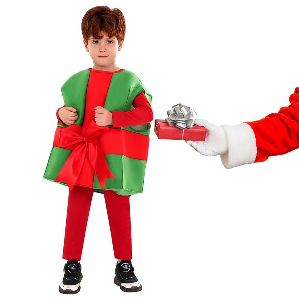 Christmas Gift Box Costume Present Boxs Sleeveless Christmas Costumes Cosplay Outfit Top for Boys Girls