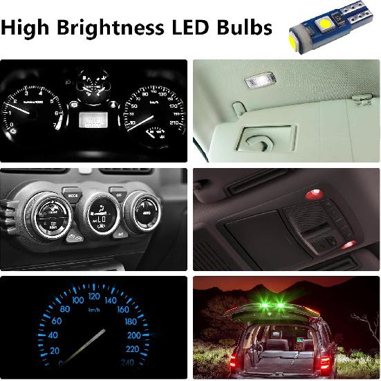 12 PCS T5 LED Bulbs, 74 73 37 2721 Trument Cluster Light Bulb, 12 Volt Bright Canbus Error Free LED Dashboard Light Bulb, 3030 SMD Automotive