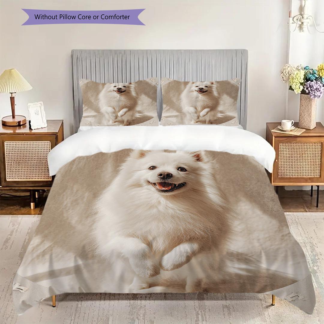 

Samoed Pattern Bedding Quilt Set Quilt Cover Pillowcase Home Decoration Birthday Gift (1 * duvet cover + 2 * pillowcase, without core) 135x200cm
