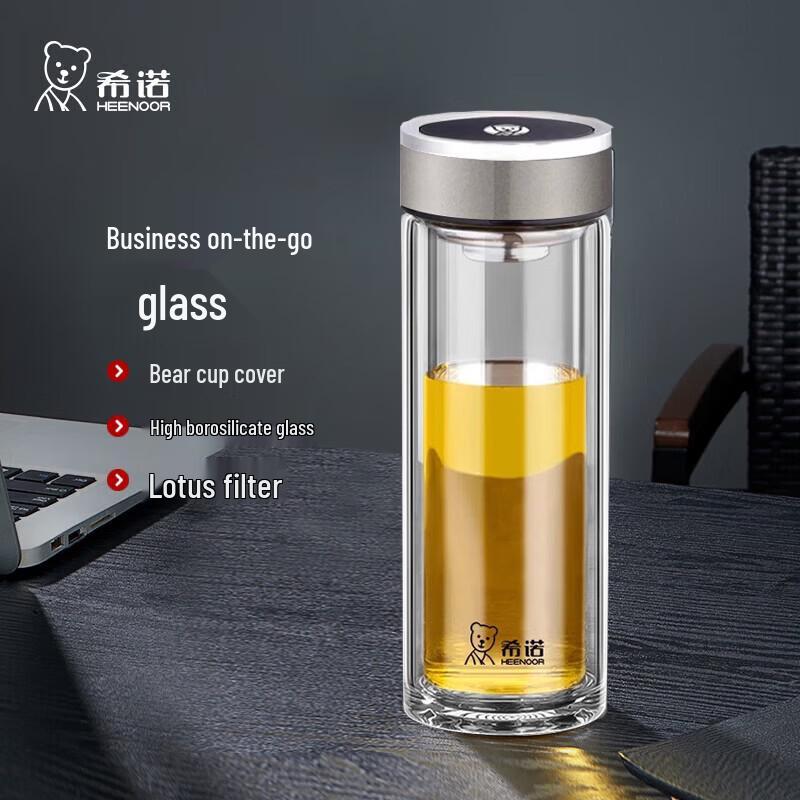 Heenoor 410ml Double Wall Glass Tea Infuser Cup