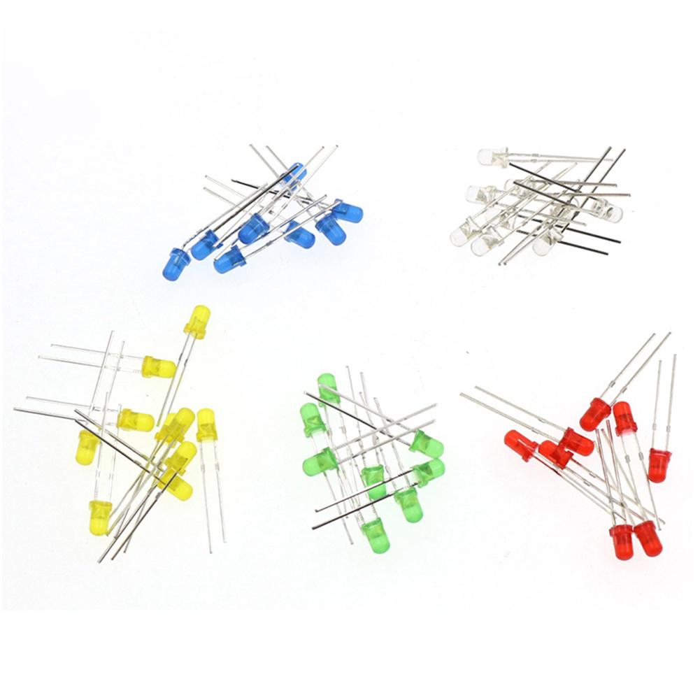 500Pcs LED Light-Emitting Diode Red Yellow Blue Green White 5MM Luminous Diode Assorted Kit LED for DIY Electrical Maintenance
