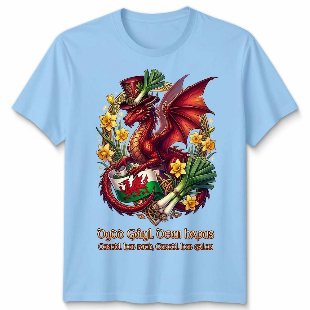 St Davids Day Welsh Flag Leek Daffodils Idea For Unisex Tshirt S
