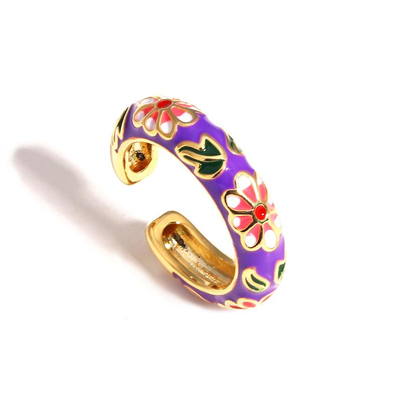 Bagues de Fleurs en Émail Coloré Vintage Tendance Géométrique Féminin Minimaliste Fleur Pour Dames Mariage Fête Fiançailles Bijoux Cadeau