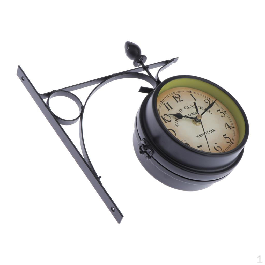 

Двусторонние настенные часы, подвесные круглые украшения для дома и сада чёрный