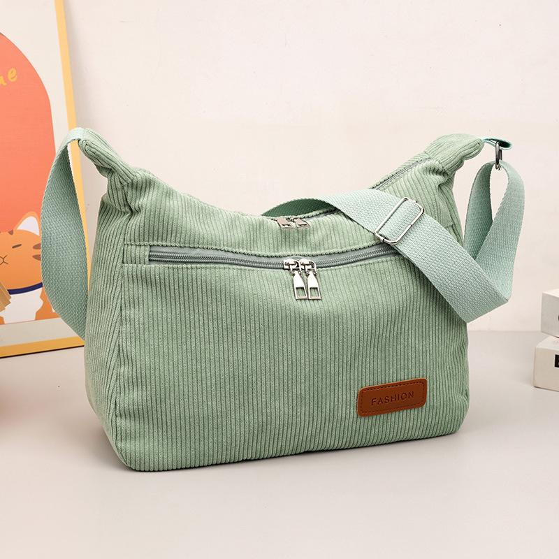 Oblique span bag corduroy handbag tote bag new solid color popular striped shoulder bag women's bag tide
