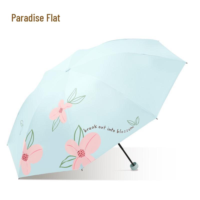 Paradise Umbrella UV Protection Women's Cartoon Sunshade: Lightweight, Portable Black Glue Folding Umbrella for Rain or Shine
