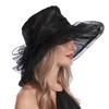 Women Sun Hat Organza Bowknot Decor Wide Brim UV Protection Hat Lightweight Breathable Foldable Tulle Hat Headwear