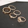 Retro Pattern Ring With Diamonds, Love Lord Totem Ring 5-Piece Set, Ring 5-Piece Set