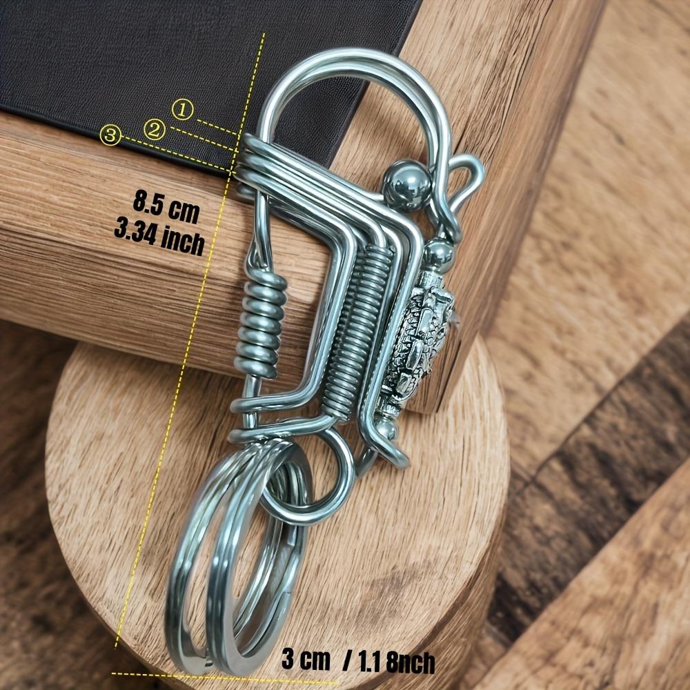 

Stainless steel Keychains, 3 Steel Wires Handmade Engraving Dragon Head Bead Charm Mechanical Car Key Ring, Outdoor Men Trinket 8.5 cm