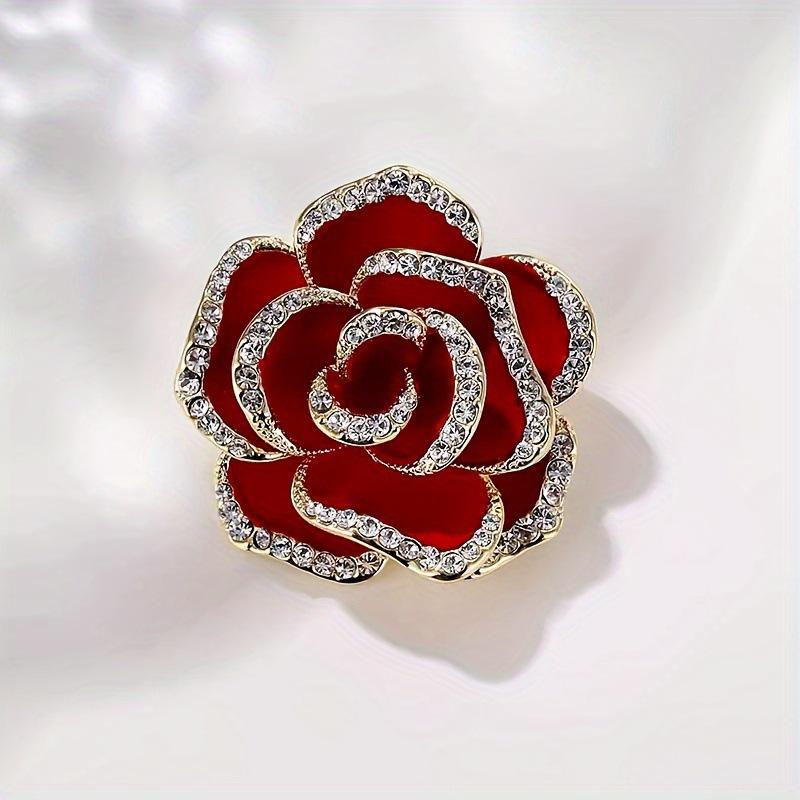 Elegant Black Rose  Red Camellia Brooch Pin for Women s Suit Sweater