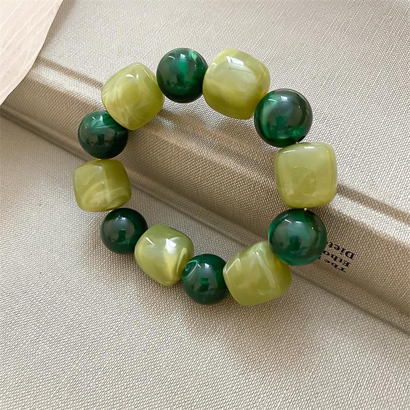 Acrylic Irregular Square Round Beaded Bracelets for Women Colorful Geometry Resin Bangles Simple Hand Jewelry Accessories