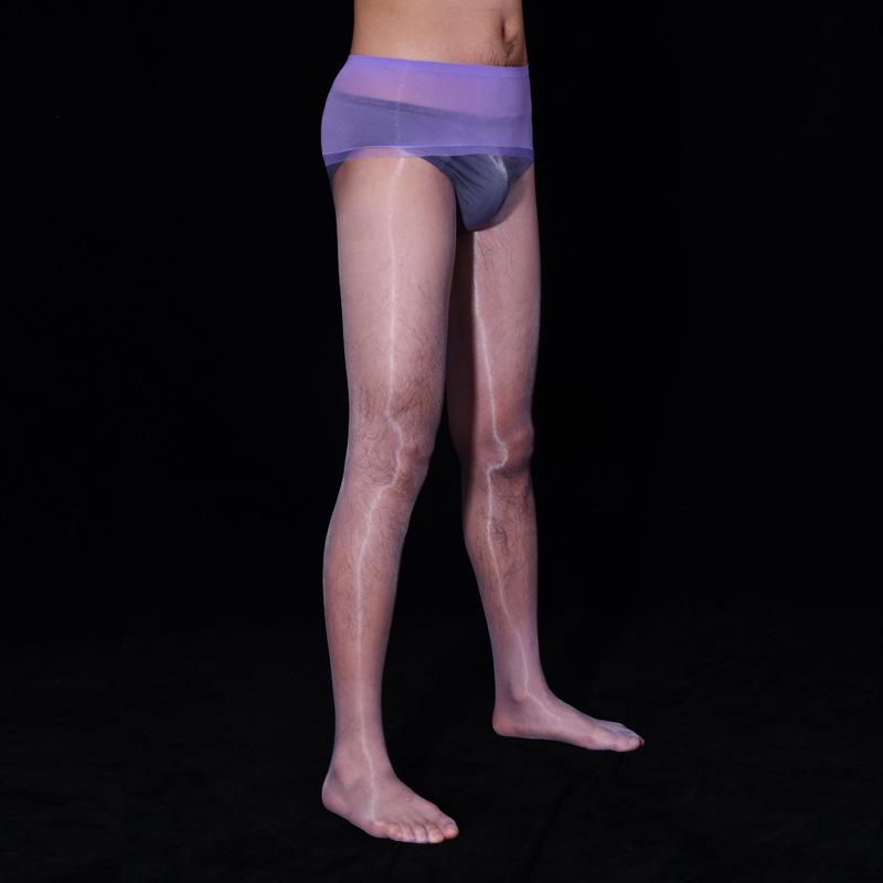 Men's Aurora 360 Seamless Glossy 1D Ultra-Thin Silky Transparent Pantyhose, Base Socks