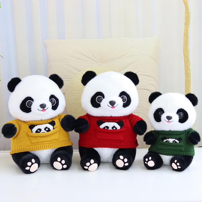 Cute panda doll 8 inch grab machine doll plush toy simulation giant panda dressing doll