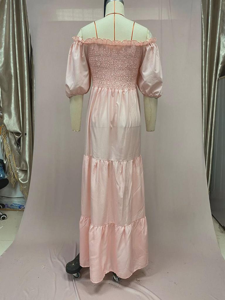 2025 Spring/Summer European & American Women's One-Shoulder Floral Maxi Dress