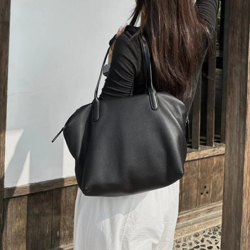 Bolso de mano henri de piel de vaca con textura de neumático ultraligero La * fila nuevo bolso de cuero para mujer de gran capacidad para el hombro de uso diario