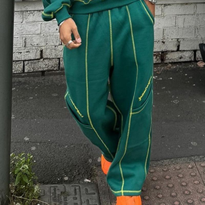 European and American Fashion Trendy Brand Letter Printing Loose Sweater Y2K Hip Hop Street Wear Men's and Women's Jumpers Top Set