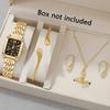 6PC Women's Casual Elegant Lines Scale Dial Quartz Watch Bracelet Necklace Earrings Jewelry Set Suitable for Daily Clothing Wear