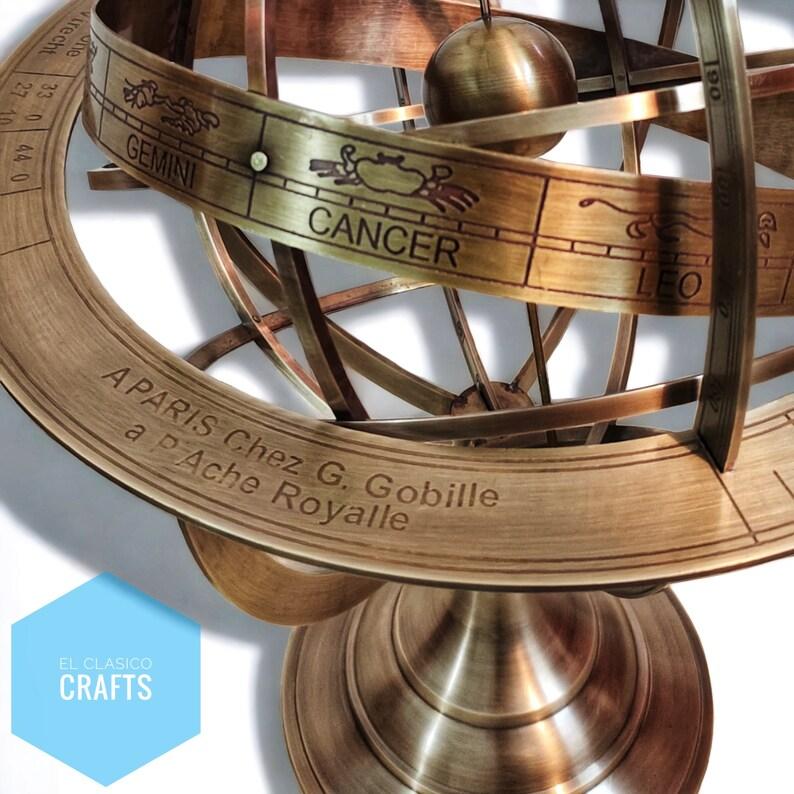 18" inch Large Fully antique finish Brass Armillary Sphere Engraved Nautical Astrolabe World Globes Christmas gift home decor