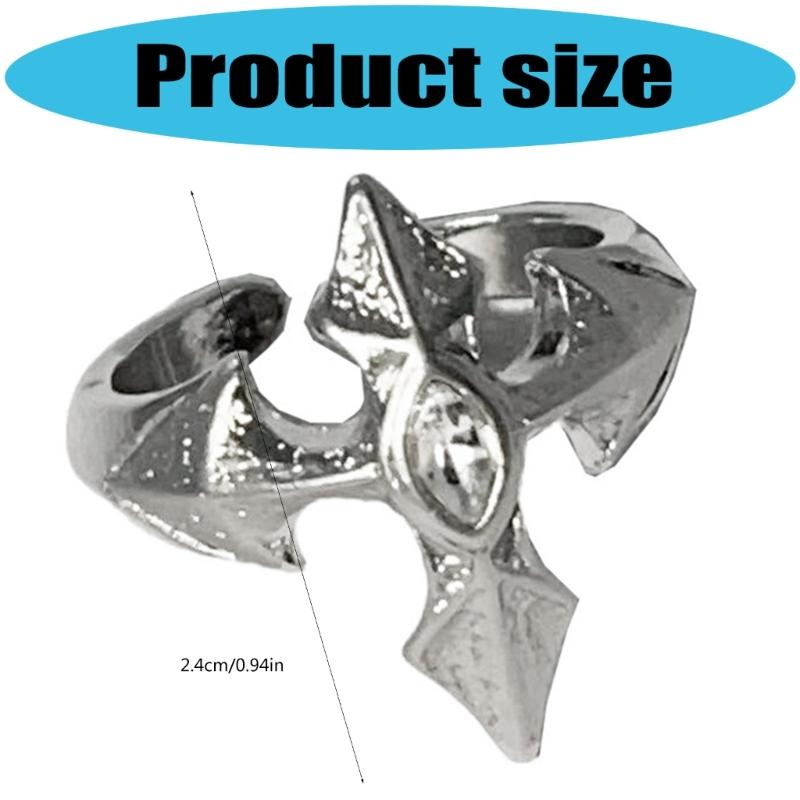 Gothic Crosses Inlaid Adjustable Band Allergy Proof Metal Ring Unisex Accessory For Concerts Night Event
