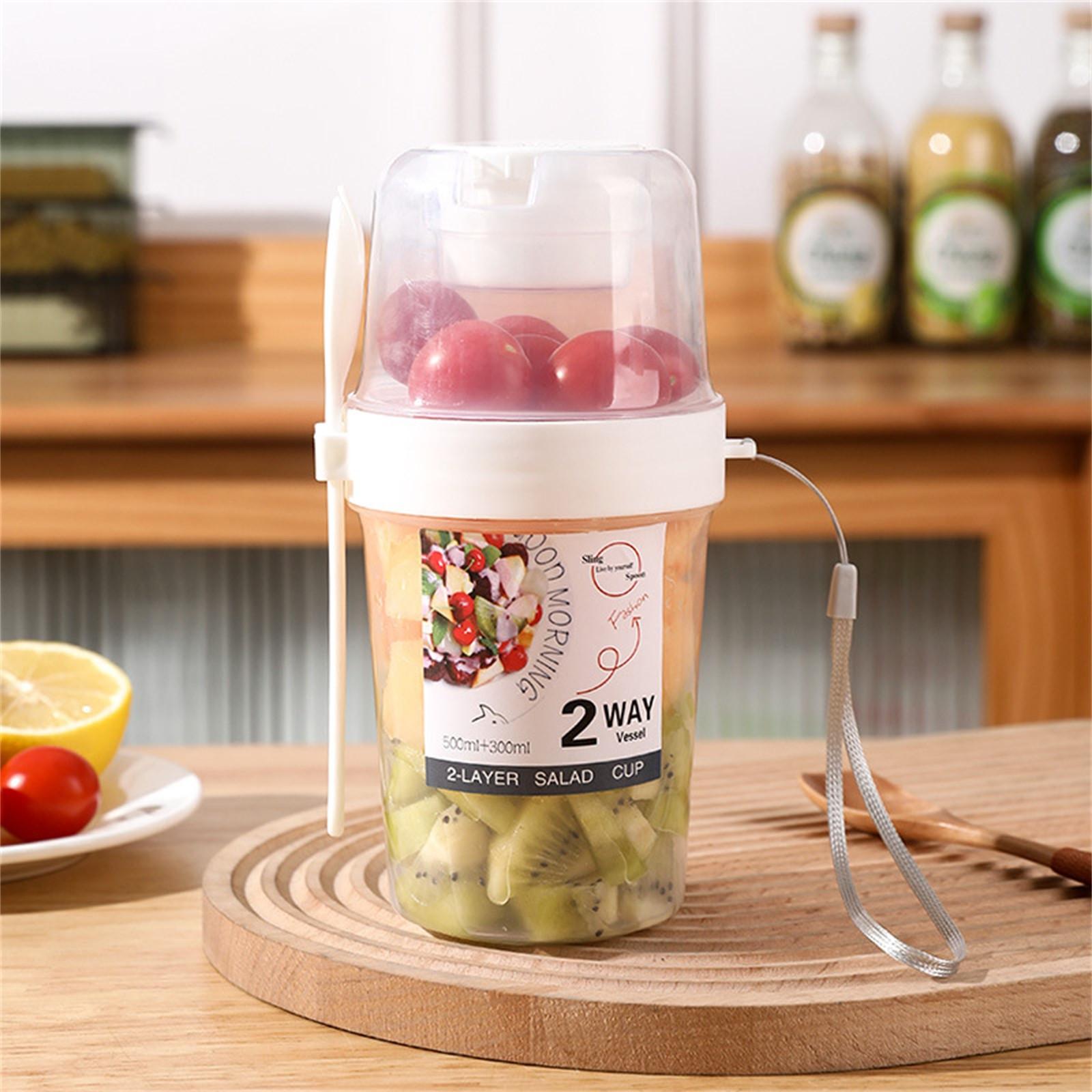 

Двухслойная герметичная бутылка для хранения, пищевой контейнер для свежей еды, контейнер для завтрака, фруктов, молока, йогурта, герметичная чашка, стакан One Size белый