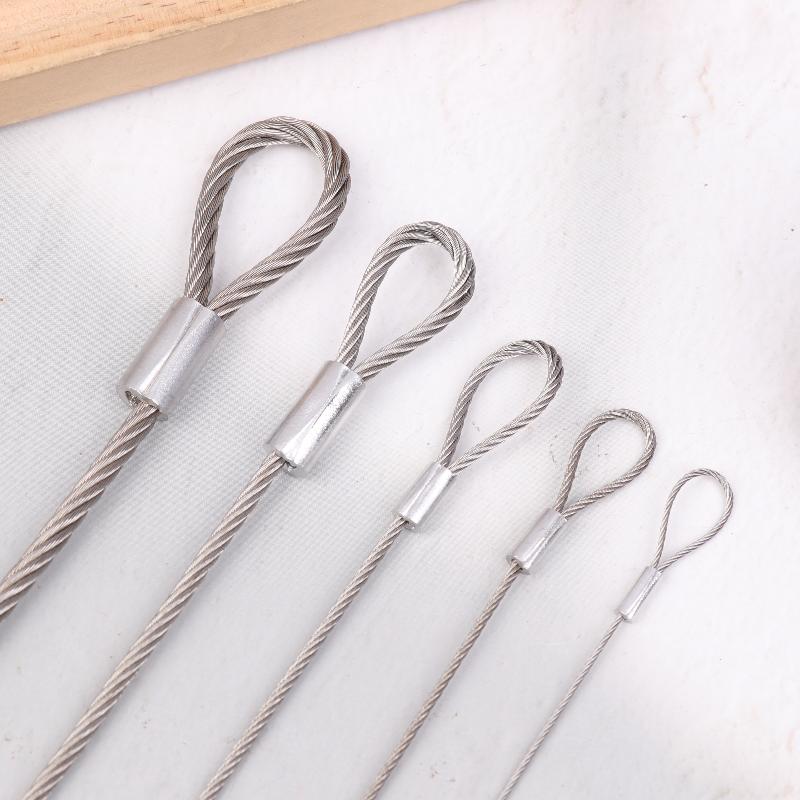 3PCS Safe 20cm Safety Security Cable Wire Stainless Steel Sliver Stage Lights Rope Double Loop Daily