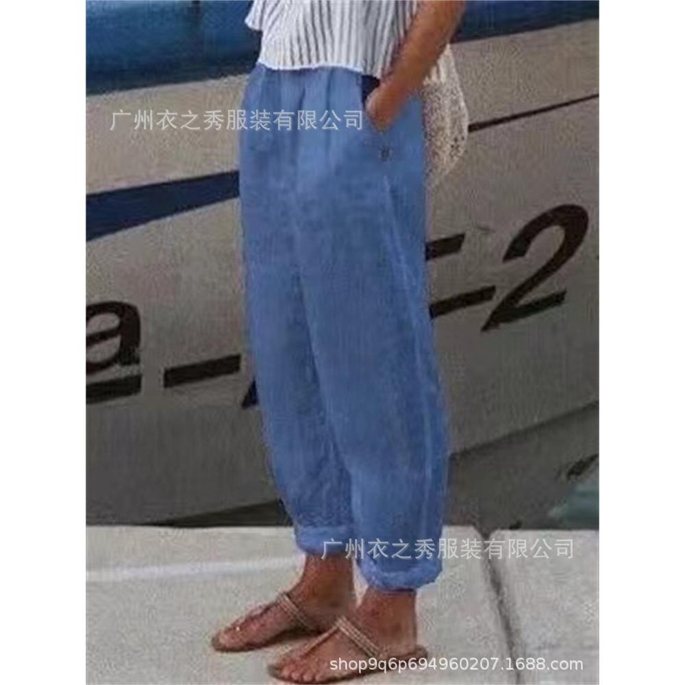 Retro Versatile Cotton Linen Casual Pants, High Waist Slimming Plus Size Loose Trousers, Breathable Ladies Daily Bottoms