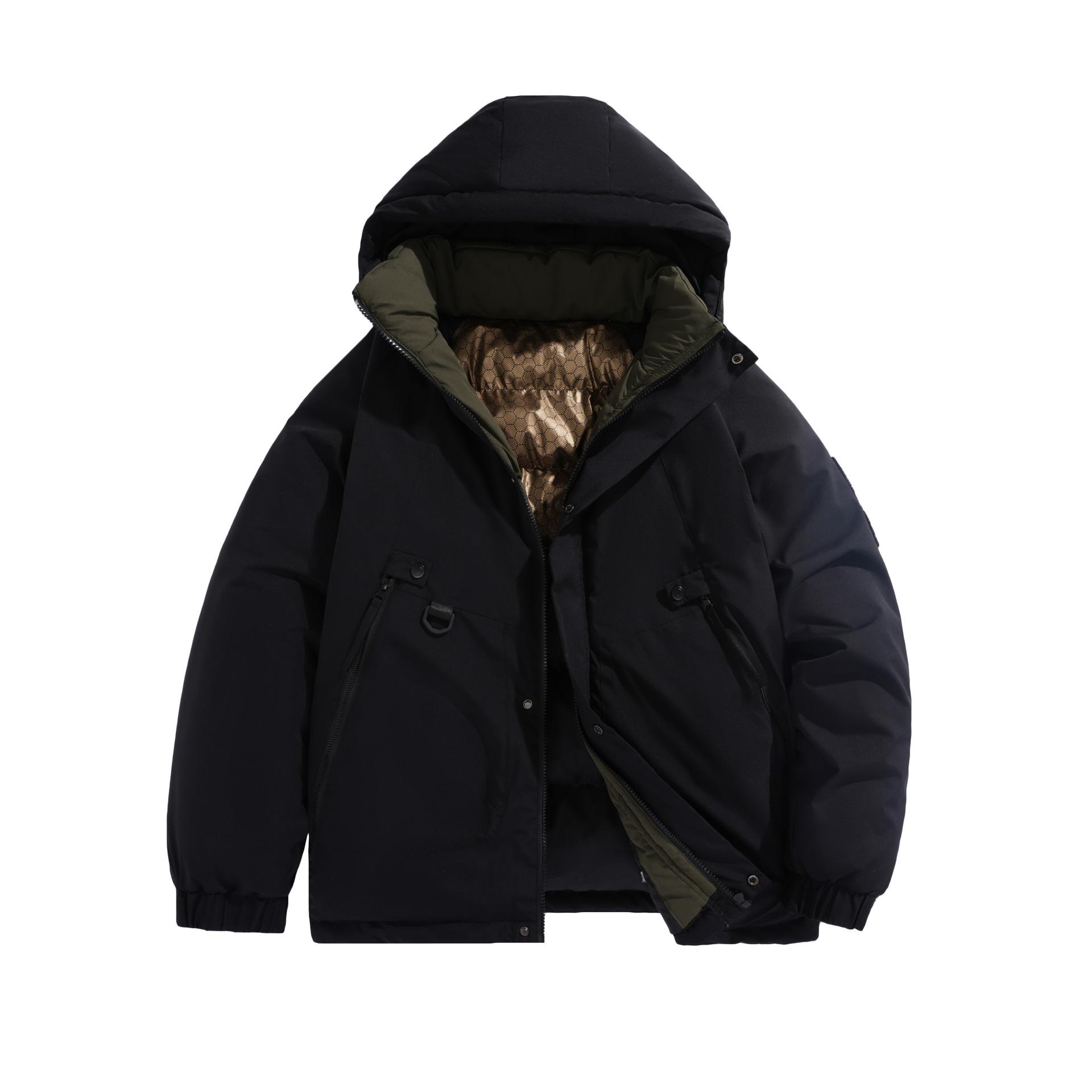 

Зимняя куртка мужская теплая парка с капюшоном пальто теплое пальто повседневная парка женская мода уличная одежда S чёрный