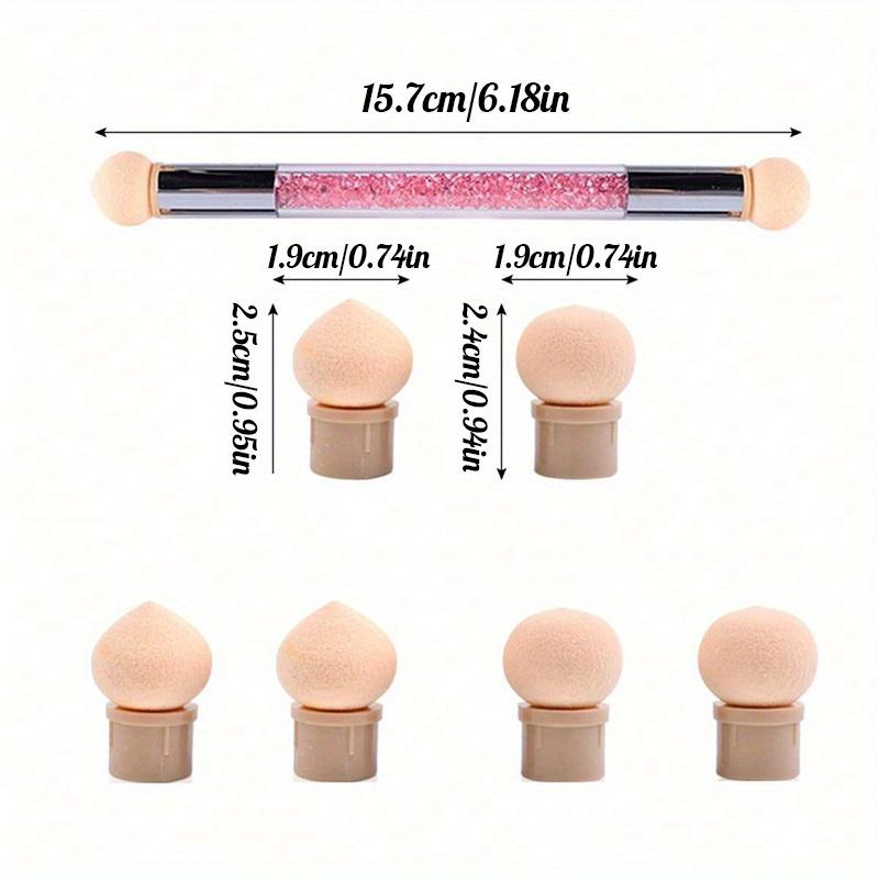 Doppelendiger Farbverlauf-Schattierstift Punktierpinsel Schwammkopf Strassgriff Nailart-Pinsel Nailart-Malerei Maniküre-Werkzeuge