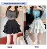 White Wood Ear Trim Fluffy High-Waisted A-Line Skirt - Women's 2026 Summer Edition