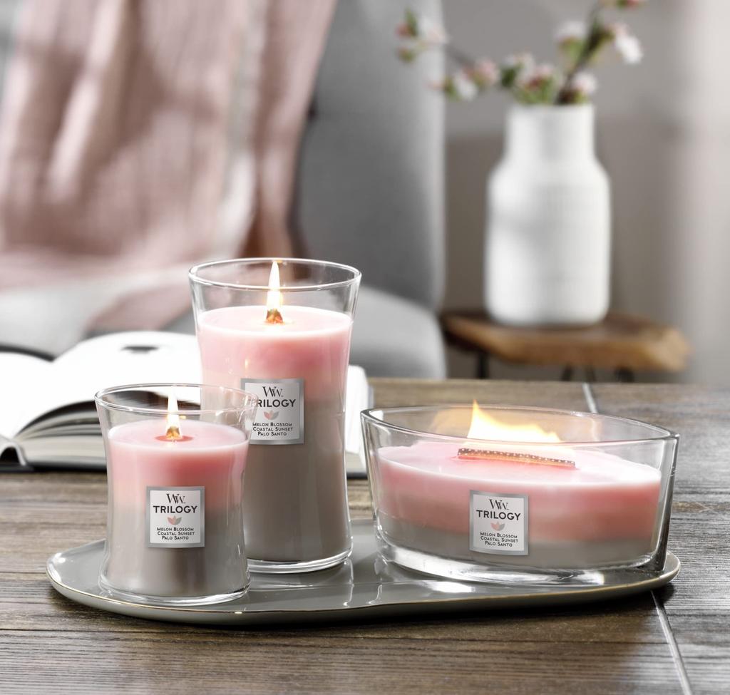 WoodWick Medium Hourglass Shoreline Trilogy Crack as It Premium Soy Perfect Gift Candle, Scent, 9.5 oz, Burns, Blend,