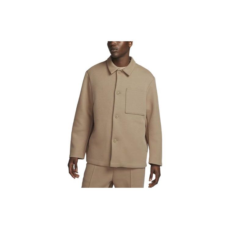 Nike Sportswear Tech Fleece Reimagined Oversized Shacket Khaki Men Tops Tan FB8167-247