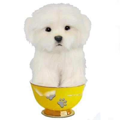 Realistic Dog Tea Cup Plush Toy 15cm (Maltese)