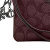 Coach Burgundy Signature Canvas Zip Wristlet with Snowflake Charm & Wrist Strap for Daily & Holiday Use