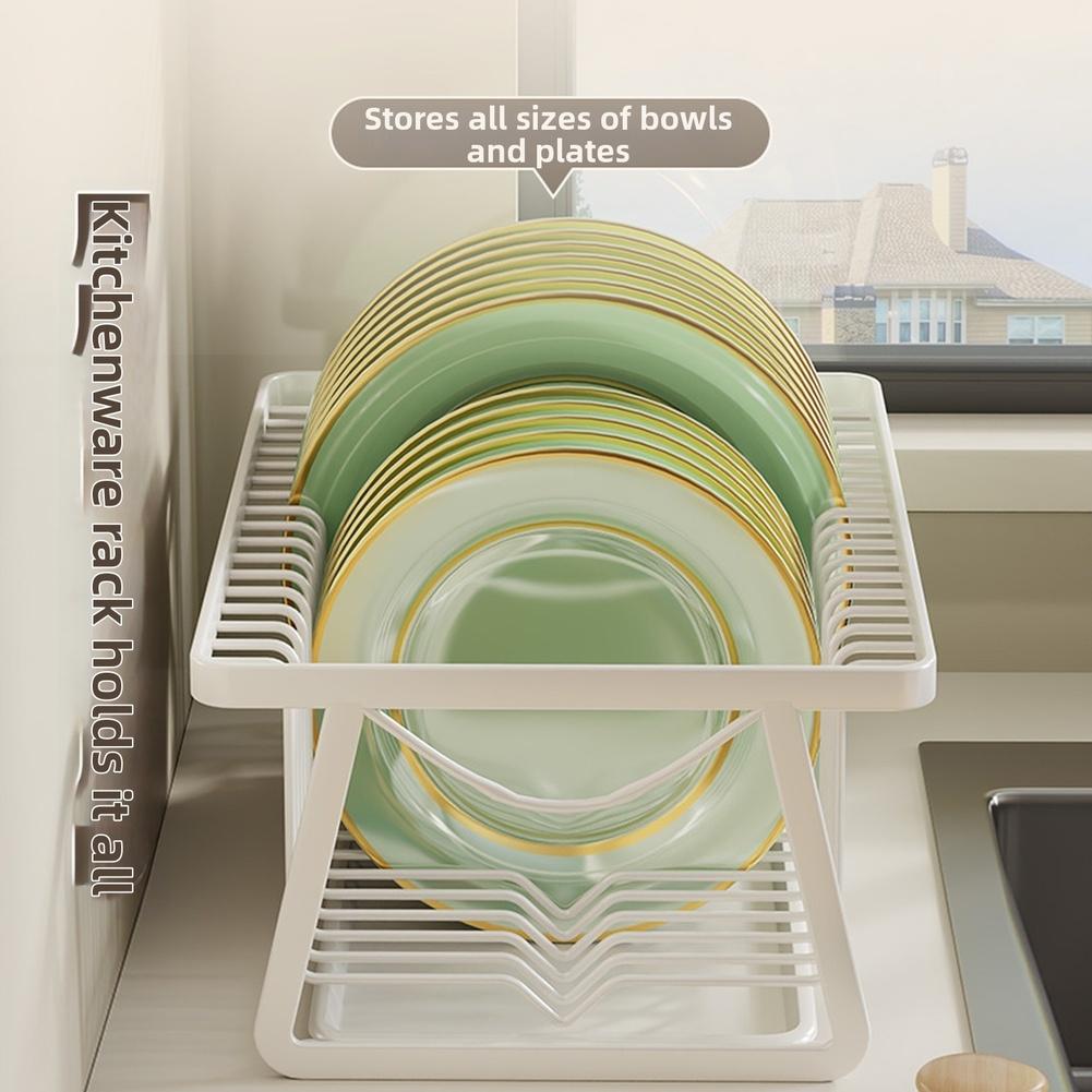 Plate Organizer Dish Rack For Kitchen Sink Rust-resistant Iron Reinforced Structure Quick Water Drainage For Plates