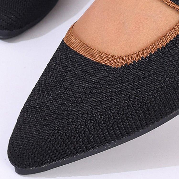 Poloviční pantofle pro ženy v létě, které nosí příliš velké boty se špičatou špičkou a tlustými podpatky Létající tkané boty Pletené sandály a pantofle 43