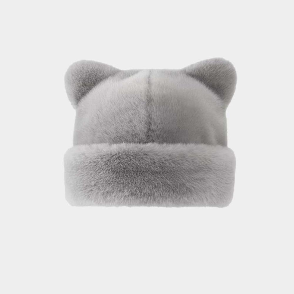 Korean Style Leopard Ear Beanie Soft Pullover Cap Versatile Brimless Beanie Cap  Autumn