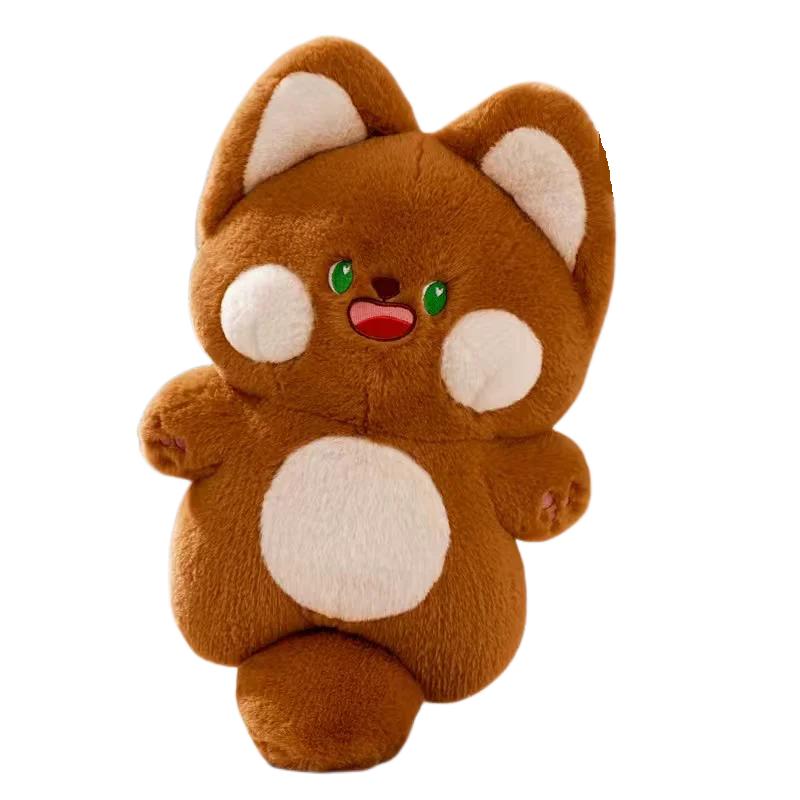 

25cm Big Cheek Cat Doll Cute Standing Kitten Plush Toy Stuffed Shy Face Kitten Baby Gift for Kids about 25cm коричневый