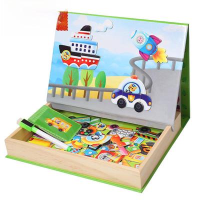 Magnetisches Verkehrsgesichts-Puzzle: Pädagogisches Zeichenbrett aus Holz für Kinder