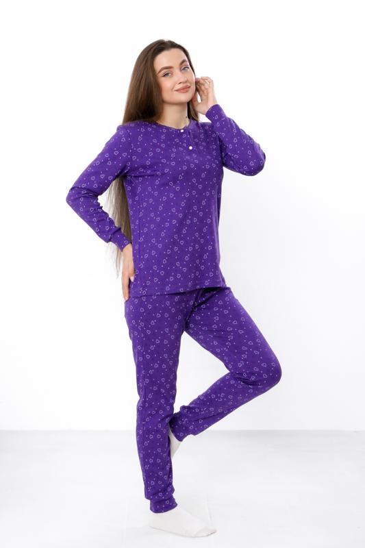 Women's cozy pajamas – Heart pattern, top with buttons, Any season 8268-016 HC