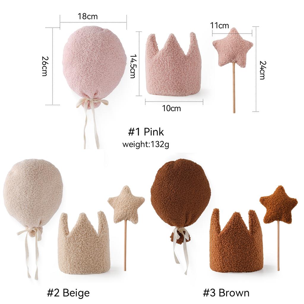 Baby Birthday Party Crown Set Teddy Velvet Hat Headband Magic Wand Toy Kid Birthday Party Magic Wand Crown Decoration Baby Gifts