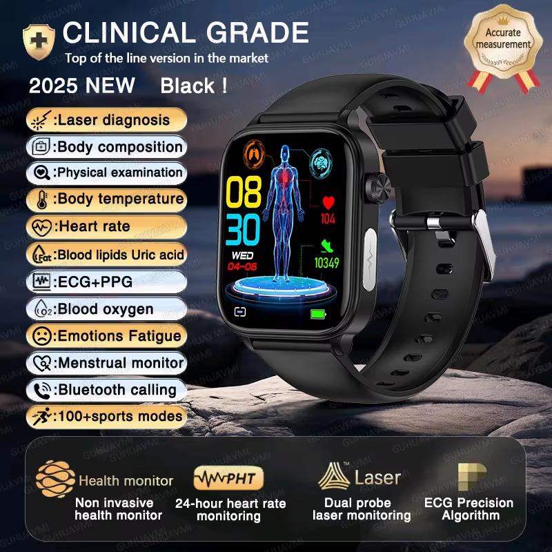 2025 New ECG+PPG AI Health Diagnose Smart Watch Men Women Clock Blood Lipid BP Uric Acid Heart Rate Tracker