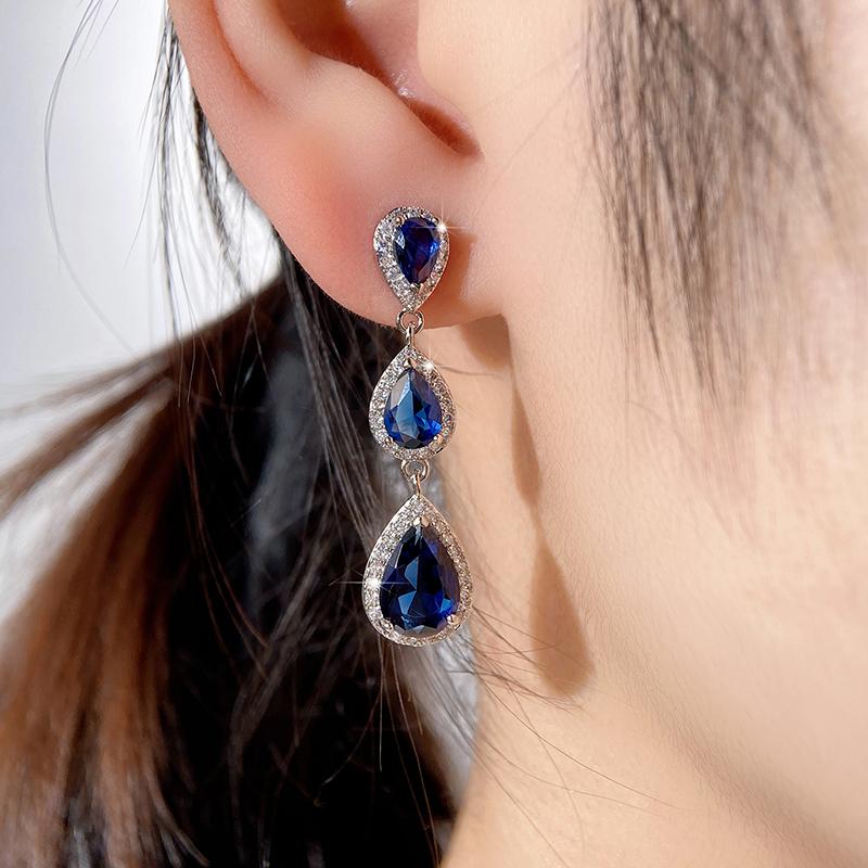 Huitan Trendy Geometric Shaped Dangle Earrings for Women Temperament Lady's Ear Piercing Accessories Wedding Party Hot Zircon