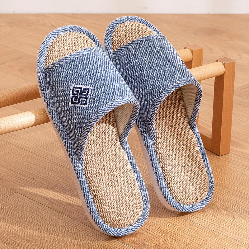 Linu čības sieviešu pārim vasaras iekštelpu mājas birojam četru sezonu kokvilnas lina koka grīdai pavasara un rudens čības vīriešu